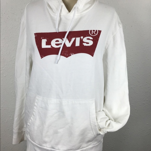 Levi’s white pullover hoodie sweatshirt medium - Picture 6 of 7